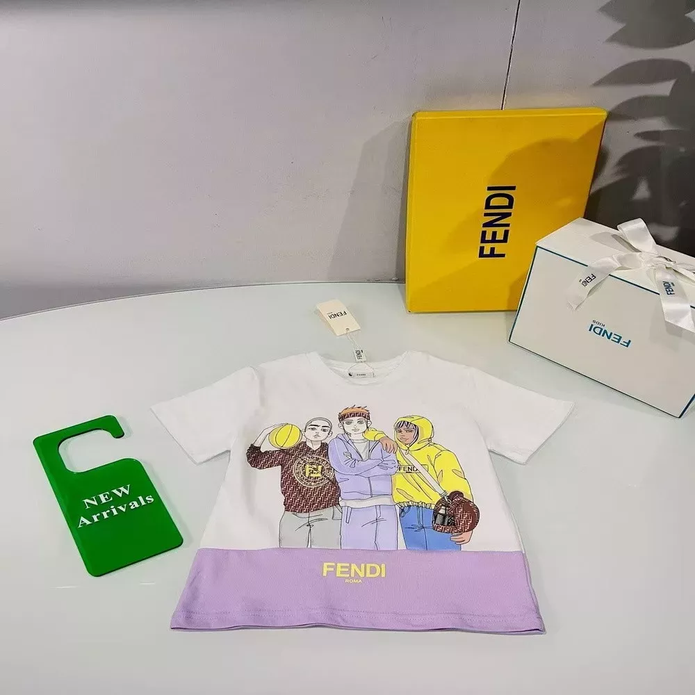 펜디 키즈 프린팅 반소매 티셔츠