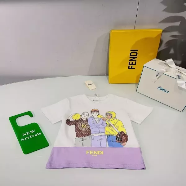 펜디 키즈 프린팅 반소매 티셔츠