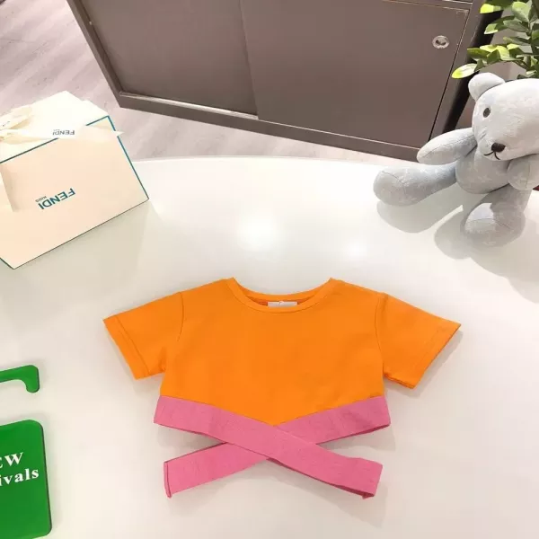 펜디 아동용 배색 반소매 티셔츠