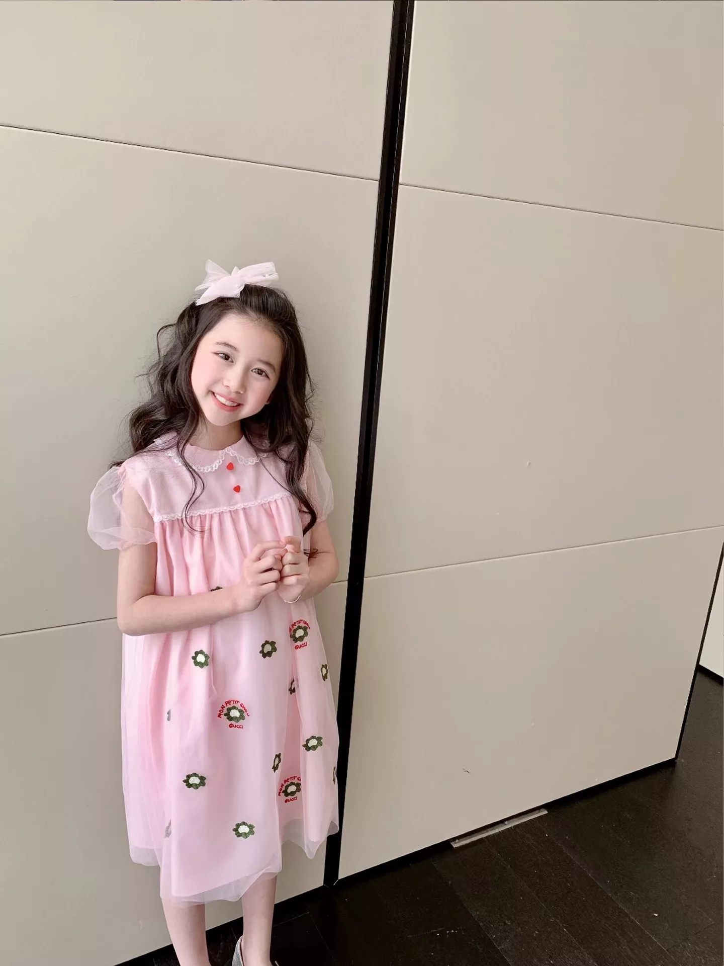 구찌 자수 카라 메쉬 원피스 상세 이미지 12