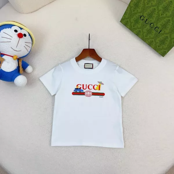 구찌 키즈 라운드넥 반소매 티셔츠