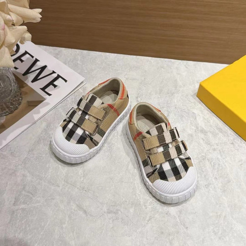 버버리 체크 패턴 벨크로 키즈 슈즈