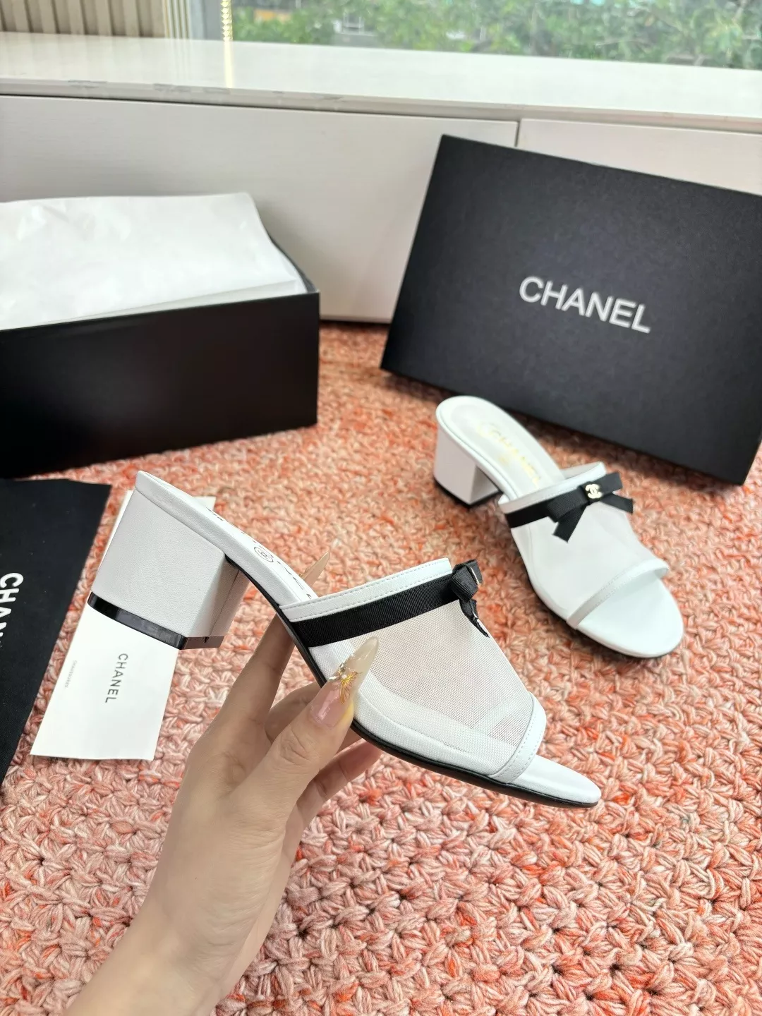 샤넬 메쉬 더블씨 리본 슬리퍼 상세 이미지 5