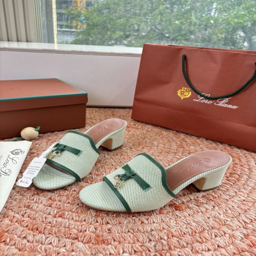 로로피아나 참 장식 린넨 캔버스 슬리퍼