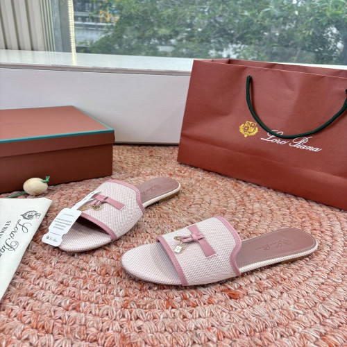 로로피아나 참 장식 린넨 캔버스 슬리퍼