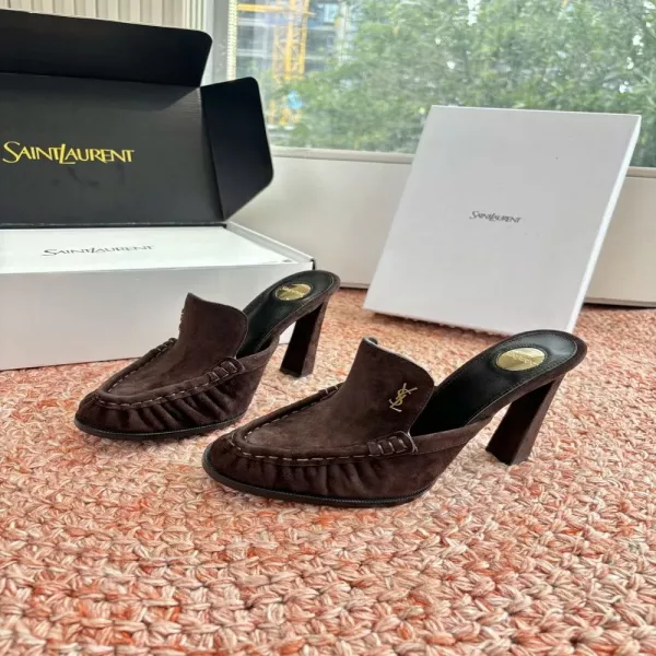 입생로랑 YSL 스몰 로고 힐 로퍼 뮬