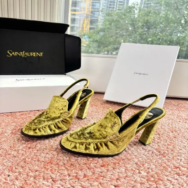 입생로랑 YSL 로고 하이힐 로퍼 뮬