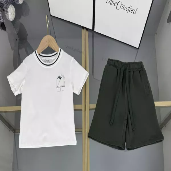 브루넬로쿠치넬리 키즈 반소매 티셔츠 반바지 세트