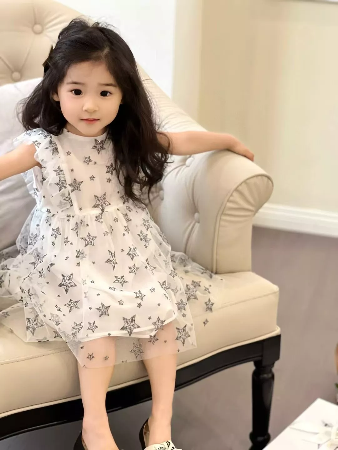 디올 자수 로고 더블 메쉬 드레스 상세 이미지 17