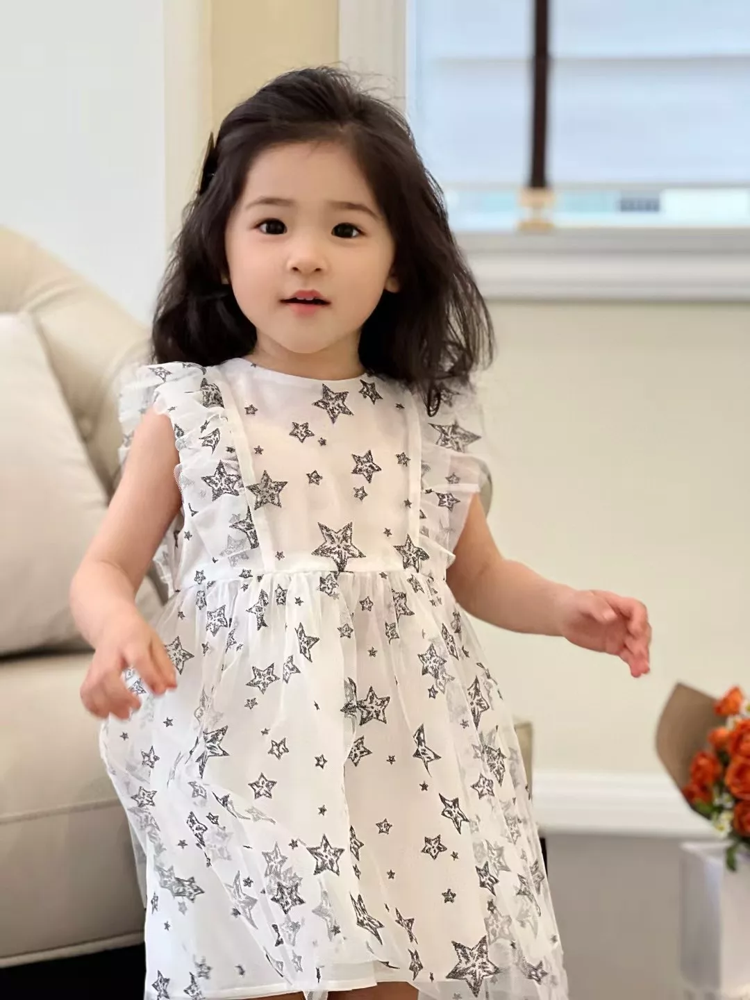 디올 자수 로고 더블 메쉬 드레스 상세 이미지 22