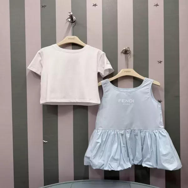 펜디 여아 레이어드 멜빵 스커트 세트