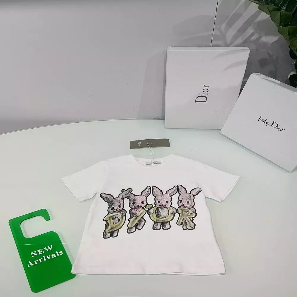 디올 토끼 프린트 반소매 티셔츠