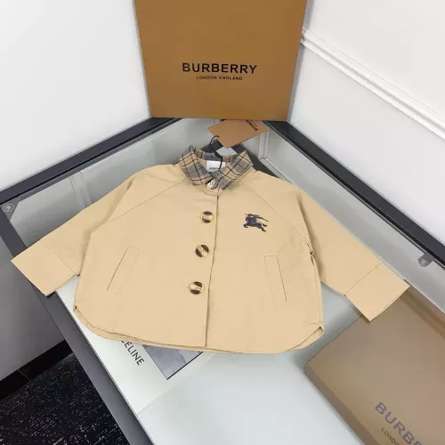 버버리 체크 카라 아동 코트