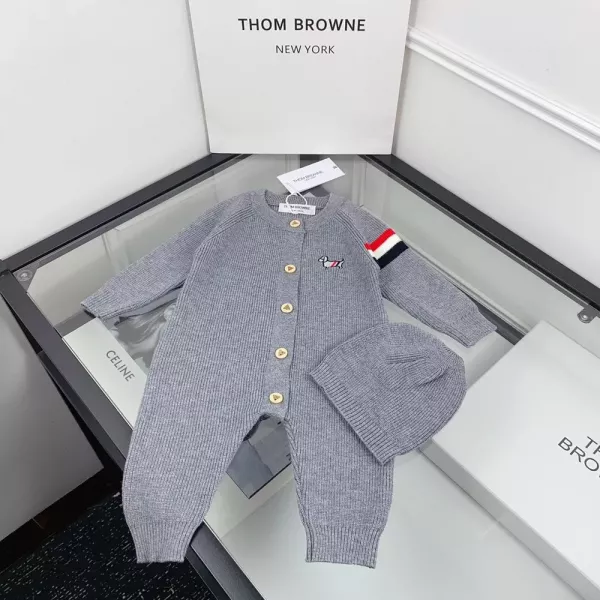 톰브라운 강아지 포인트 그레이 바디수트 세트