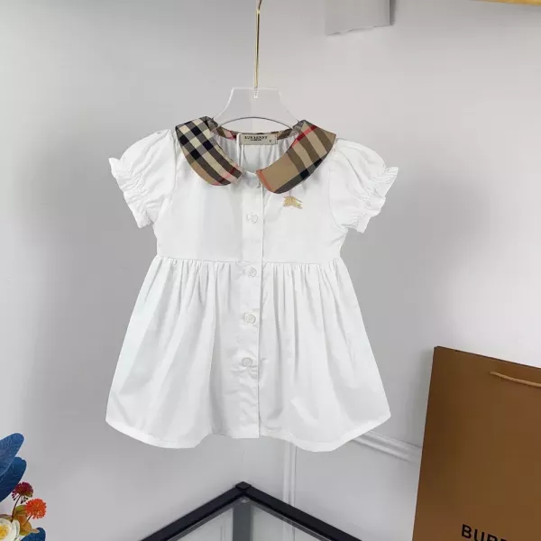 버버리 체크 카라 화이트 드레스