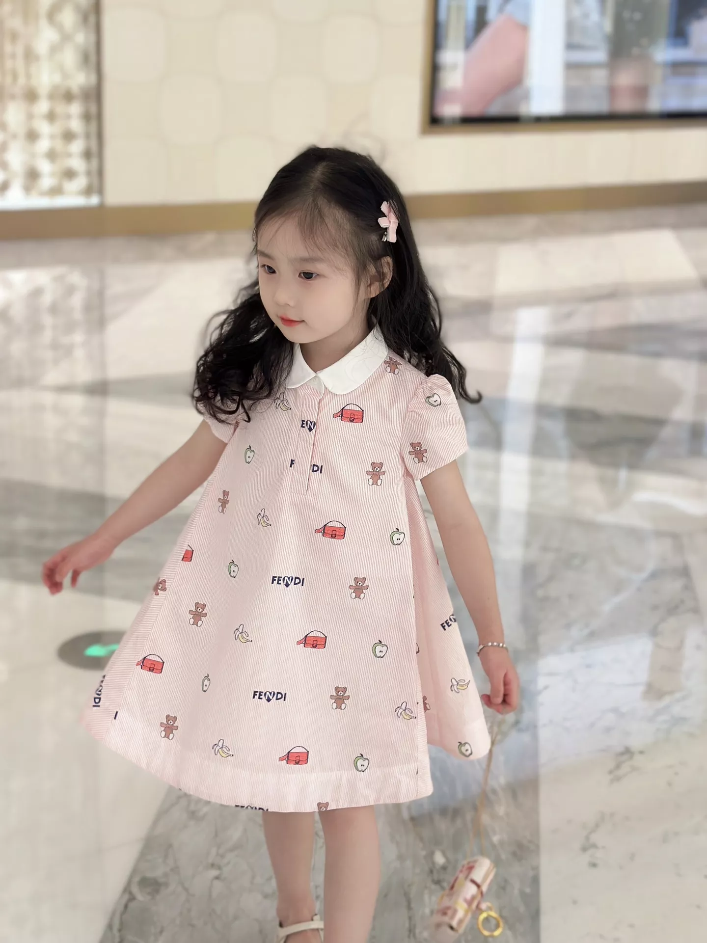 펜디 카라 반소매 프린트 원피스 상세 이미지 21