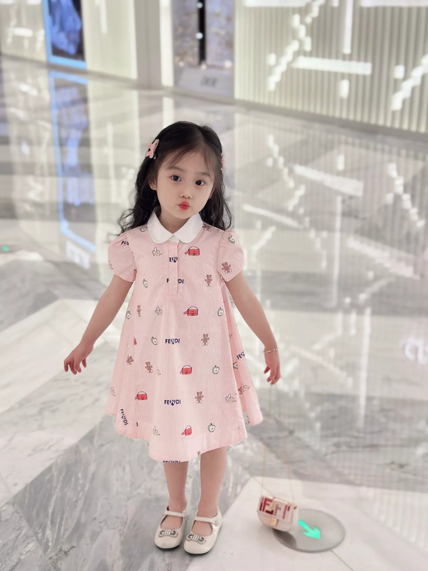 펜디 카라 반소매 프린트 원피스 상세 이미지 20