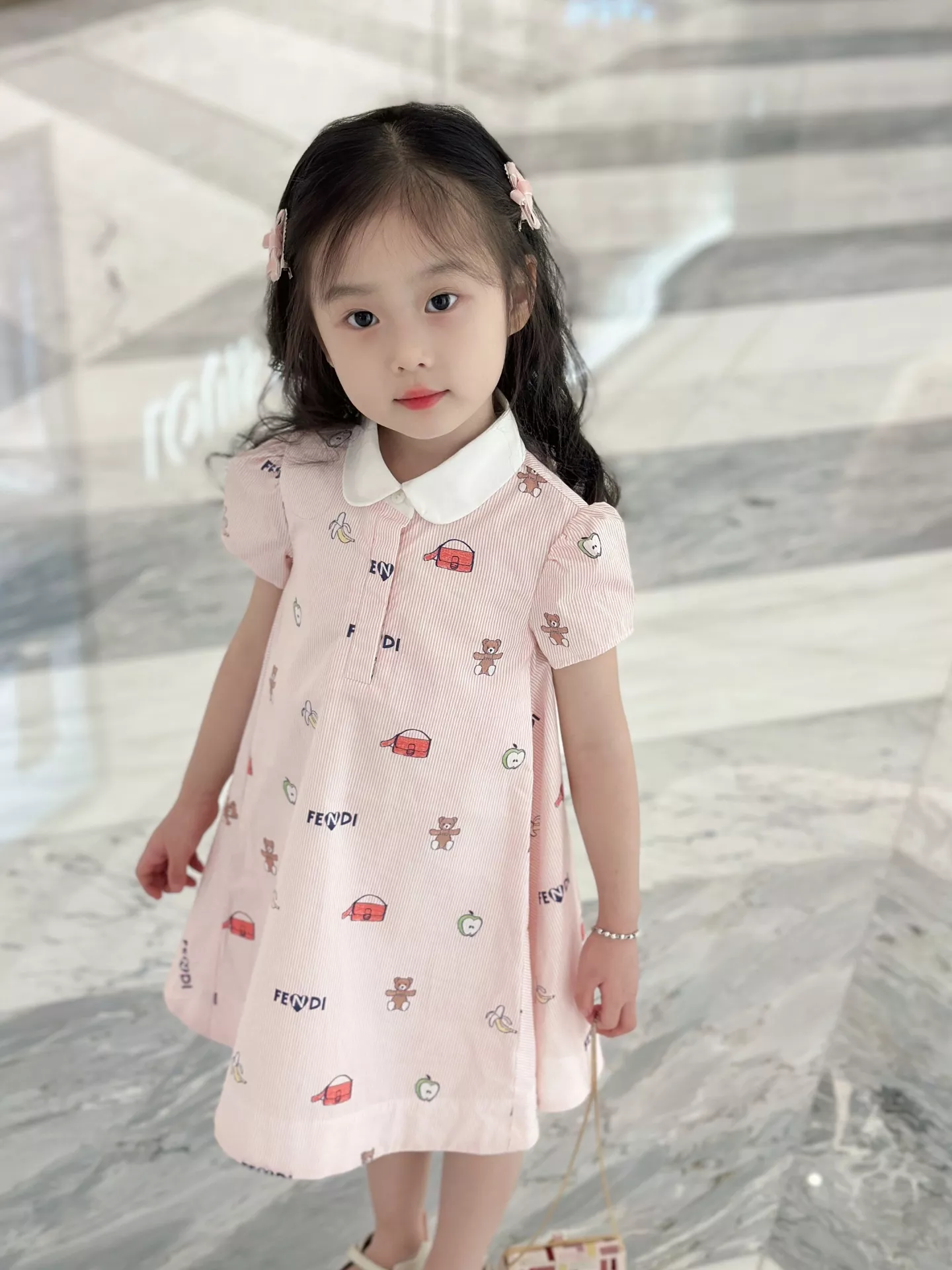 펜디 카라 반소매 프린트 원피스 상세 이미지 17