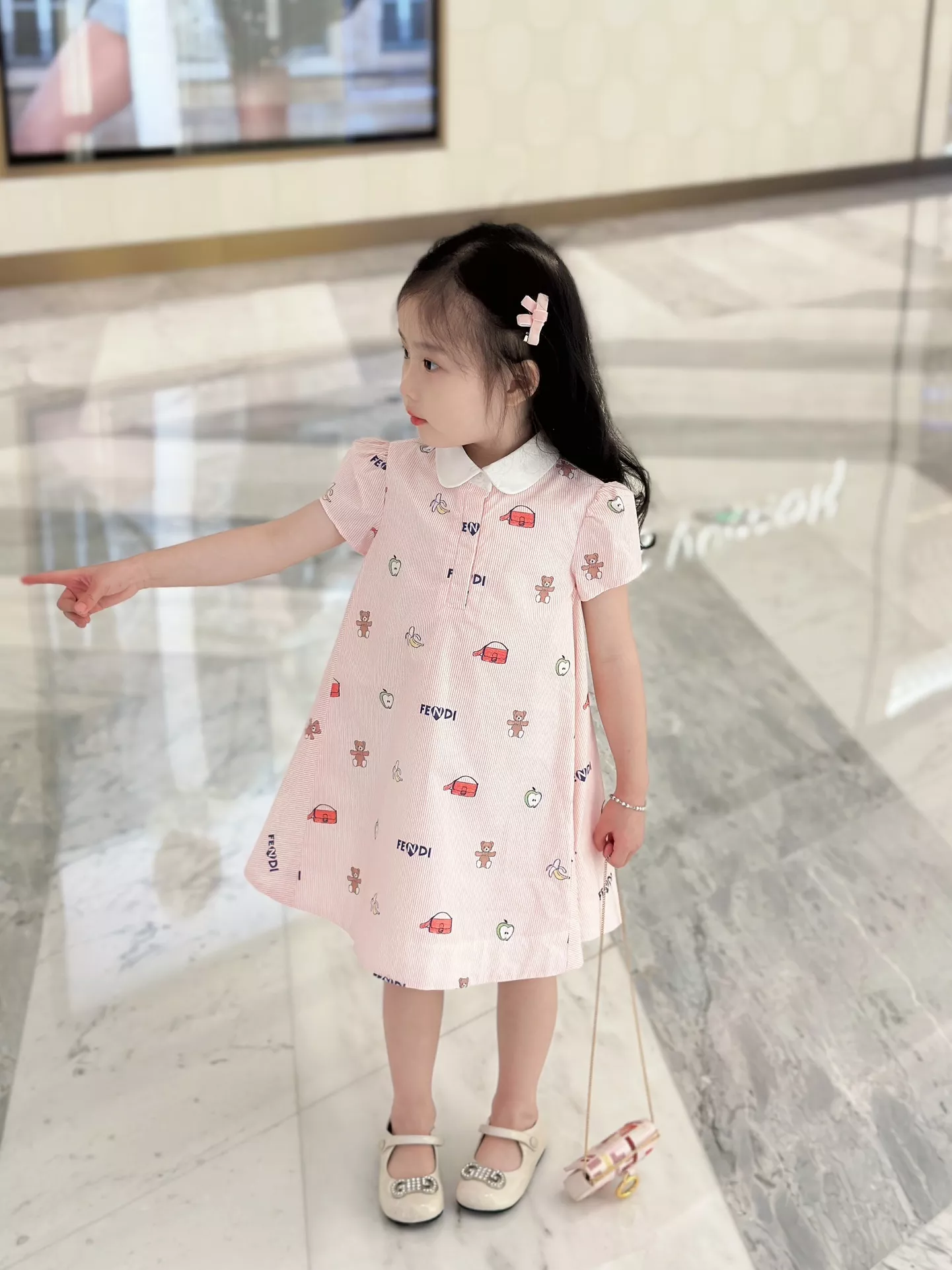 펜디 카라 반소매 프린트 원피스 상세 이미지 18
