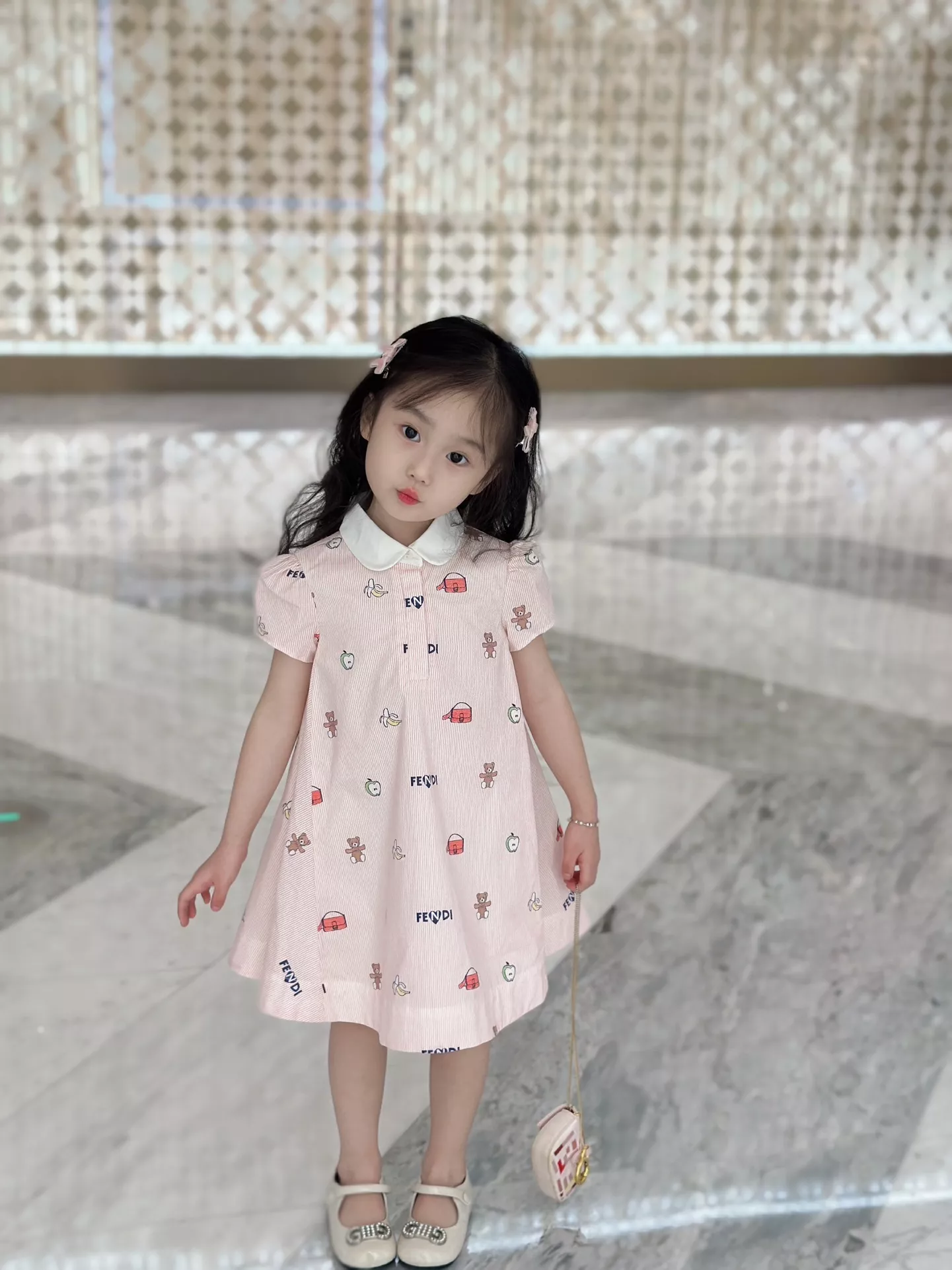 펜디 카라 반소매 프린트 원피스 상세 이미지 14