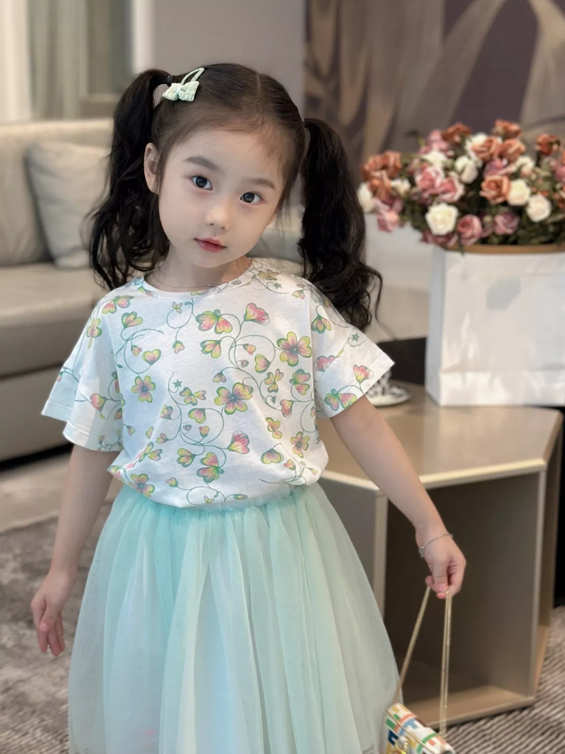 디올 플라워 프린트 반소매 티셔츠 상세 이미지 18