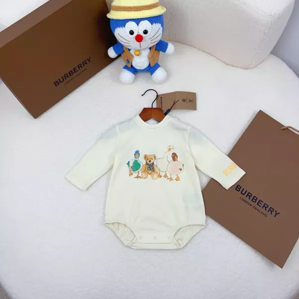 버버리 유아용 체크 포켓 코튼 바디수트
