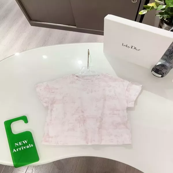 디올 파리 프린트 자수 반소매 티셔츠