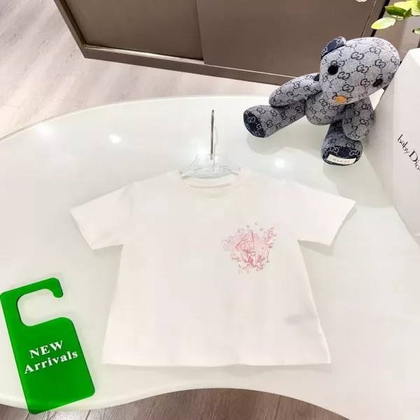 디올 아이보리 코튼 프린트 반소매 티셔츠