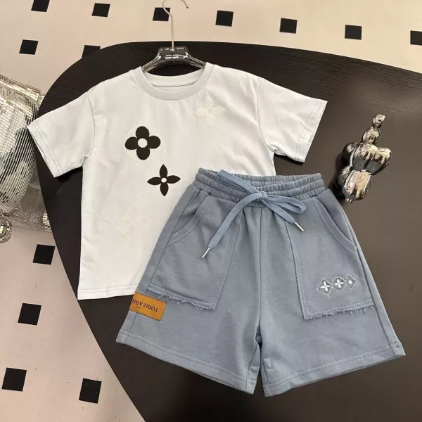 루이비통 자수 포인트 반소매 세트