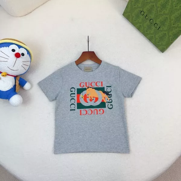 구찌 키즈 라운드넥 래글런 반소매 티셔츠