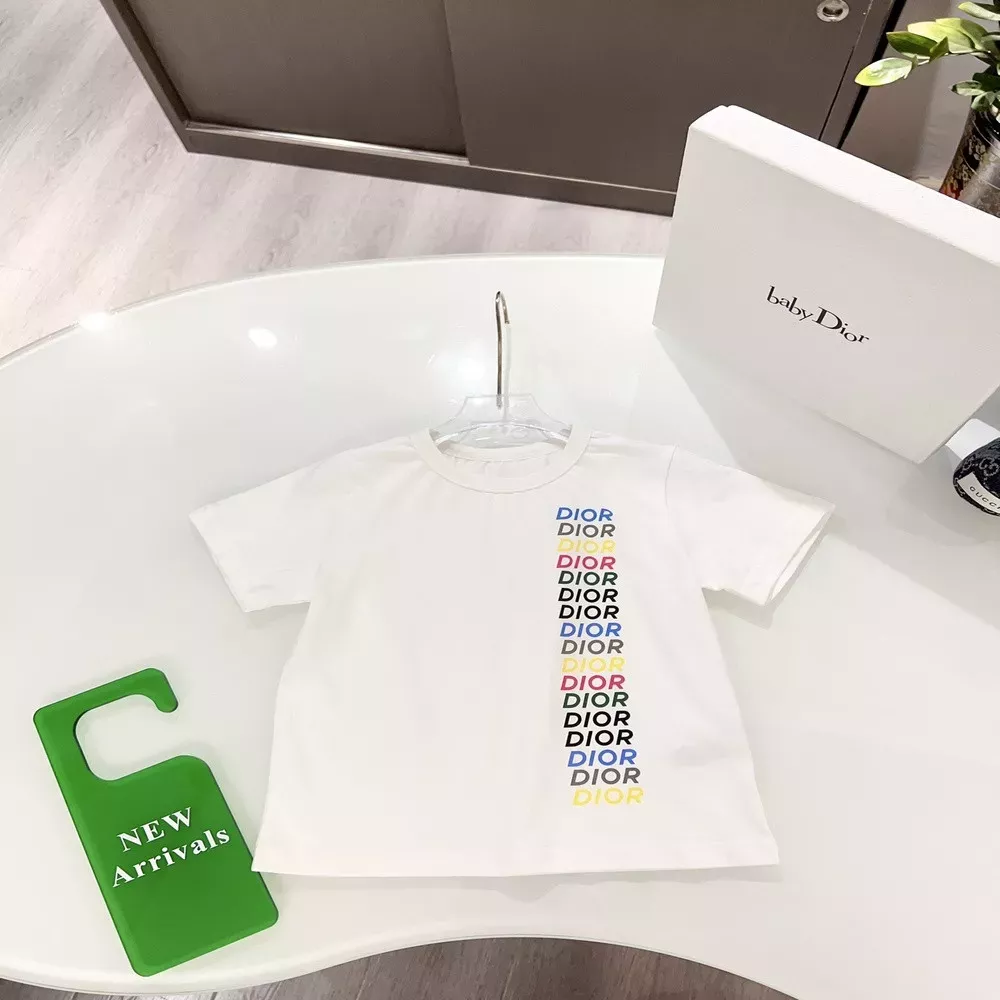 디올 키즈 로고 프린트 반팔 티셔츠