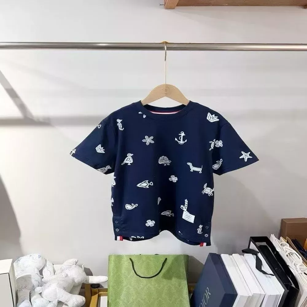 톰브라운 키즈 올오버 프린팅 반팔 티