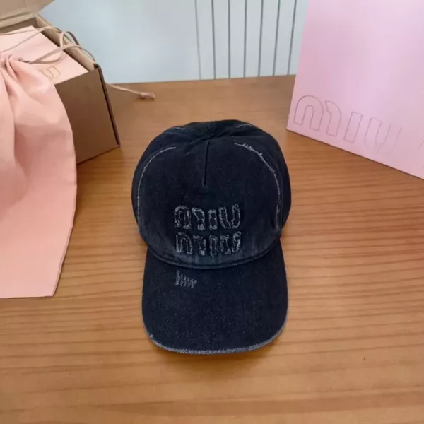 미우미우 자수 로고 데님 스타일 캡