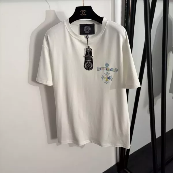 크롬하츠 십자 플라워 장식 코튼 반소매 티셔츠