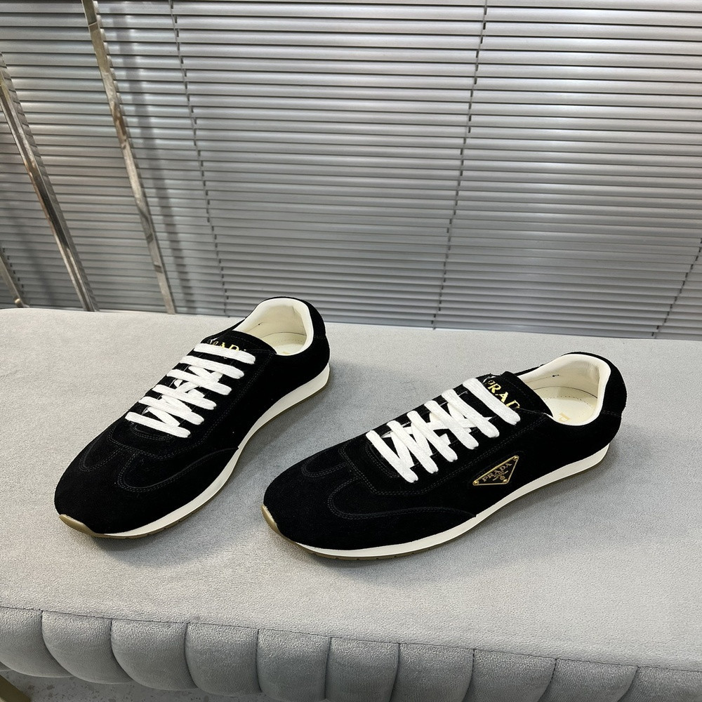 프라다 배색 하이탑 캐주얼 슈즈