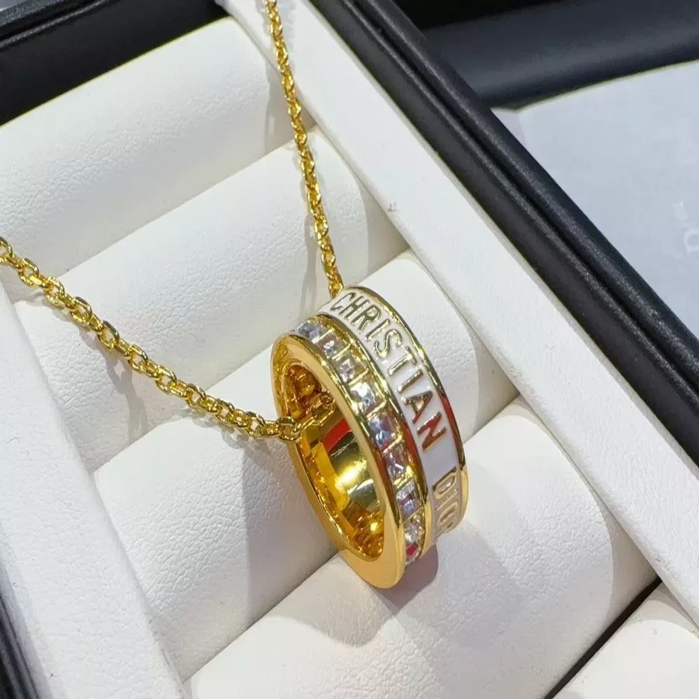 디올 에나멜 로고 체인 목걸이