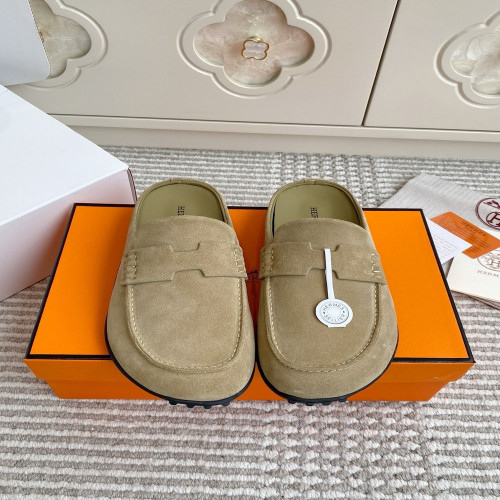 에르메스 스웨이드 에이치 장식 슬리퍼