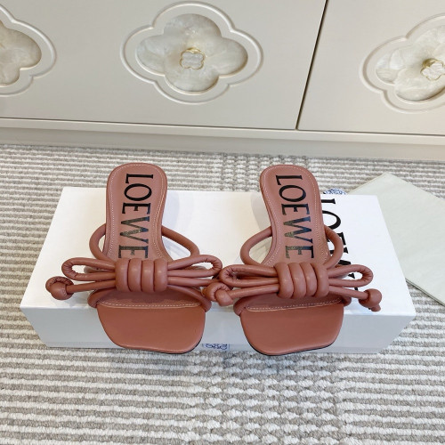로에베 리본 장식 캣힐 샌들