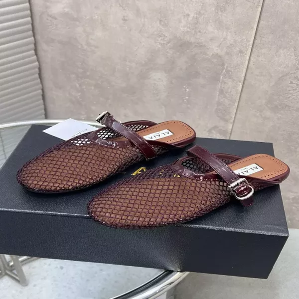 알라이아 메쉬 버클 플랫 반슬리퍼