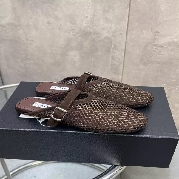 알라이아 망사 큐빅 플랫 발레 슬리퍼
