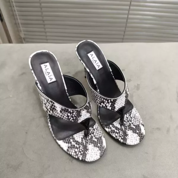 알라이아 뱀피 패턴 힐 쪼리