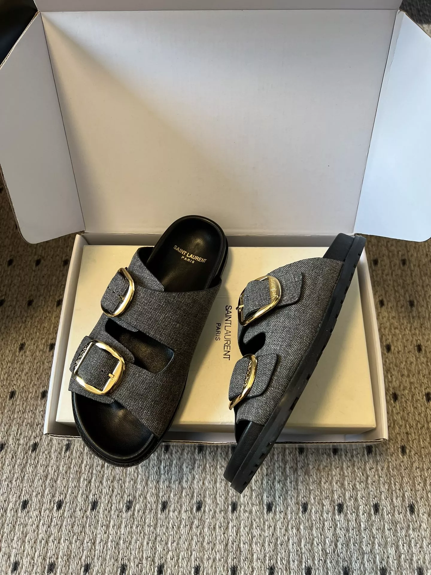 입생로랑 빈티지 더블 버클 버켄 슬리퍼 상세 이미지 3