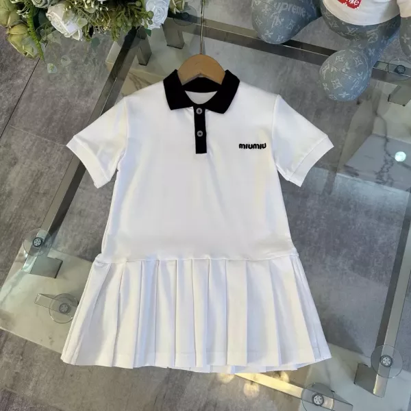 미우미우 키즈 플리츠 카라 원피스