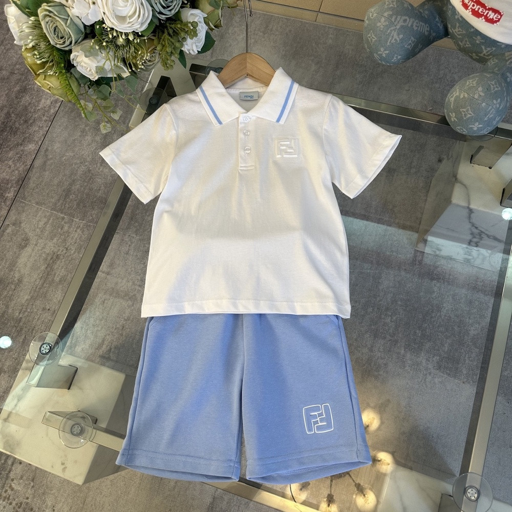펜디 자수 포인트 카라 상하 세트