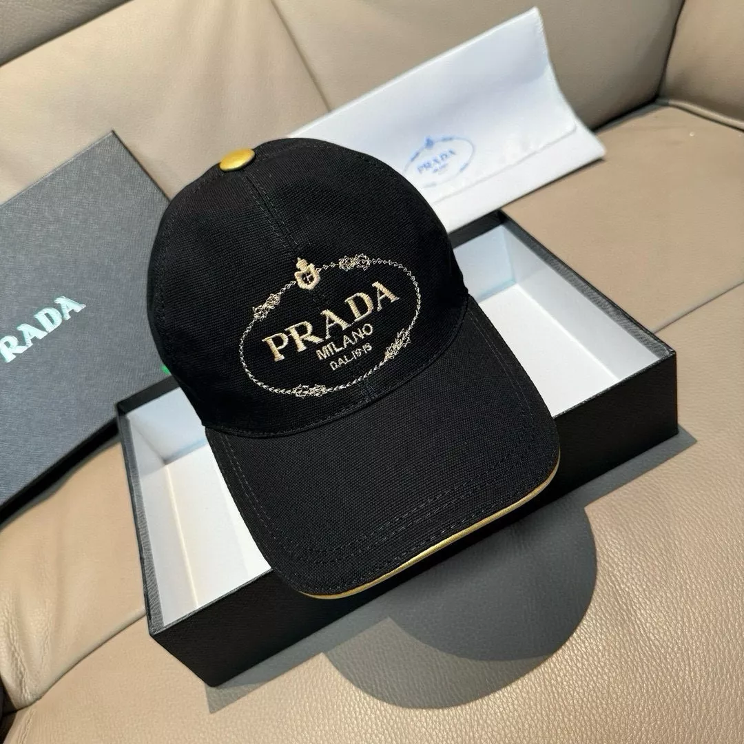 프라다 금사 자수 캔버스 캡 상세 이미지 1