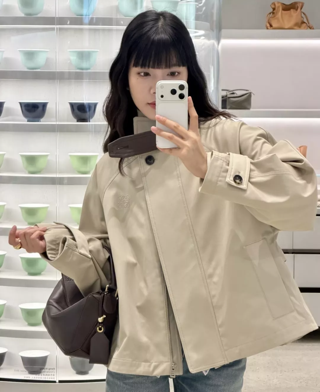 로에베 카키 배색 카라 재킷 스커트 세트 상세 이미지 27