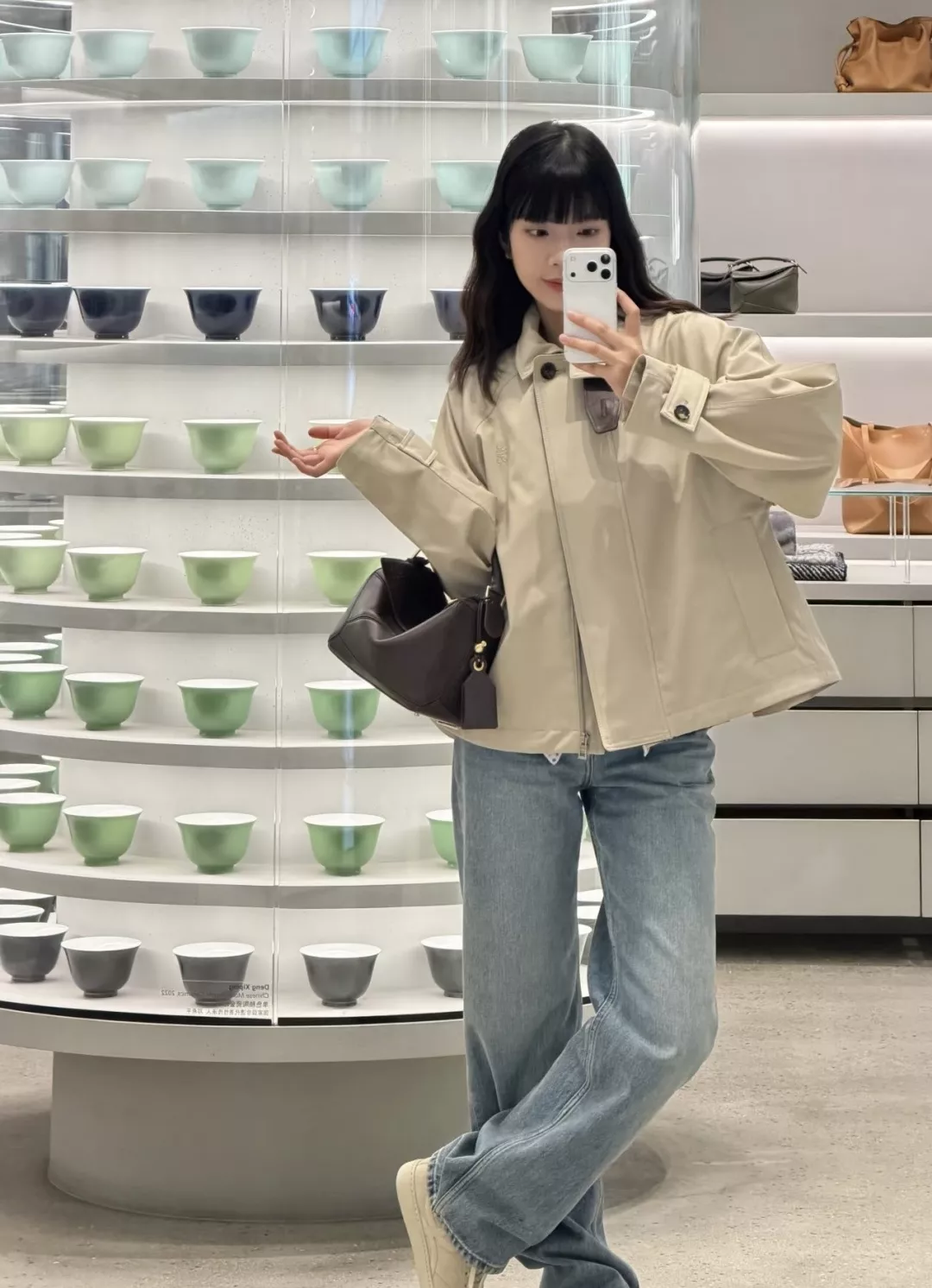 로에베 카키 배색 카라 재킷 스커트 세트 상세 이미지 24