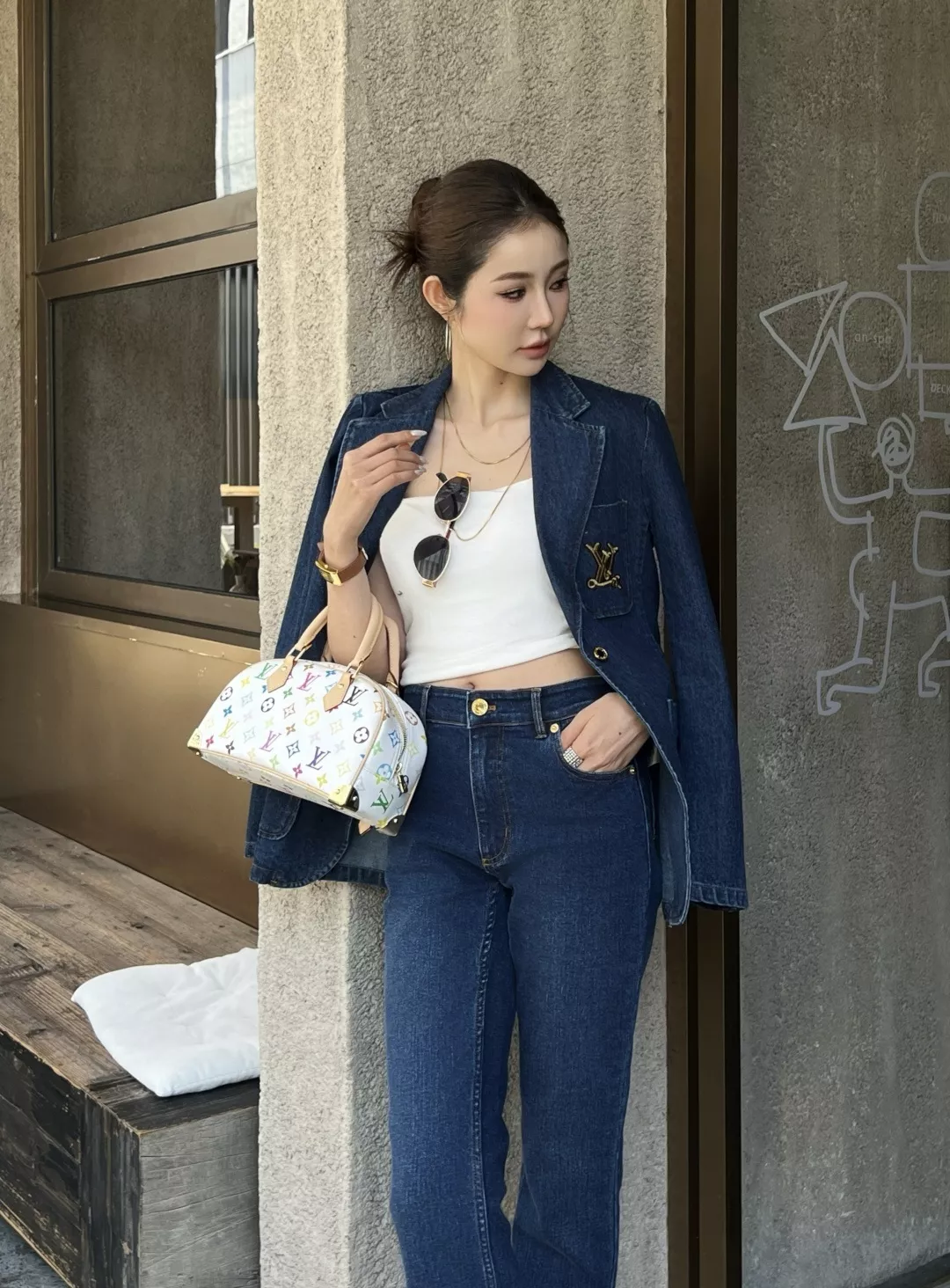 루이비통 복고 딥블루 워싱 부츠컷 데님 팬츠 상세 이미지 21