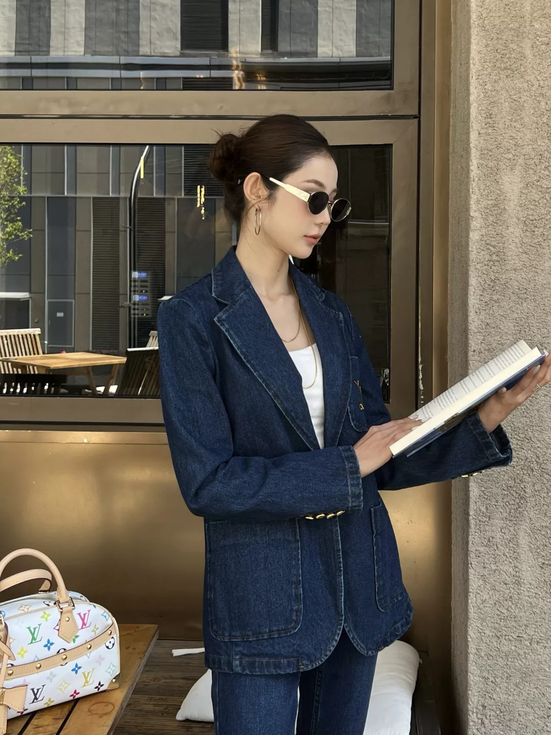 루이비통 복고 딥블루 워싱 부츠컷 데님 팬츠 상세 이미지 11