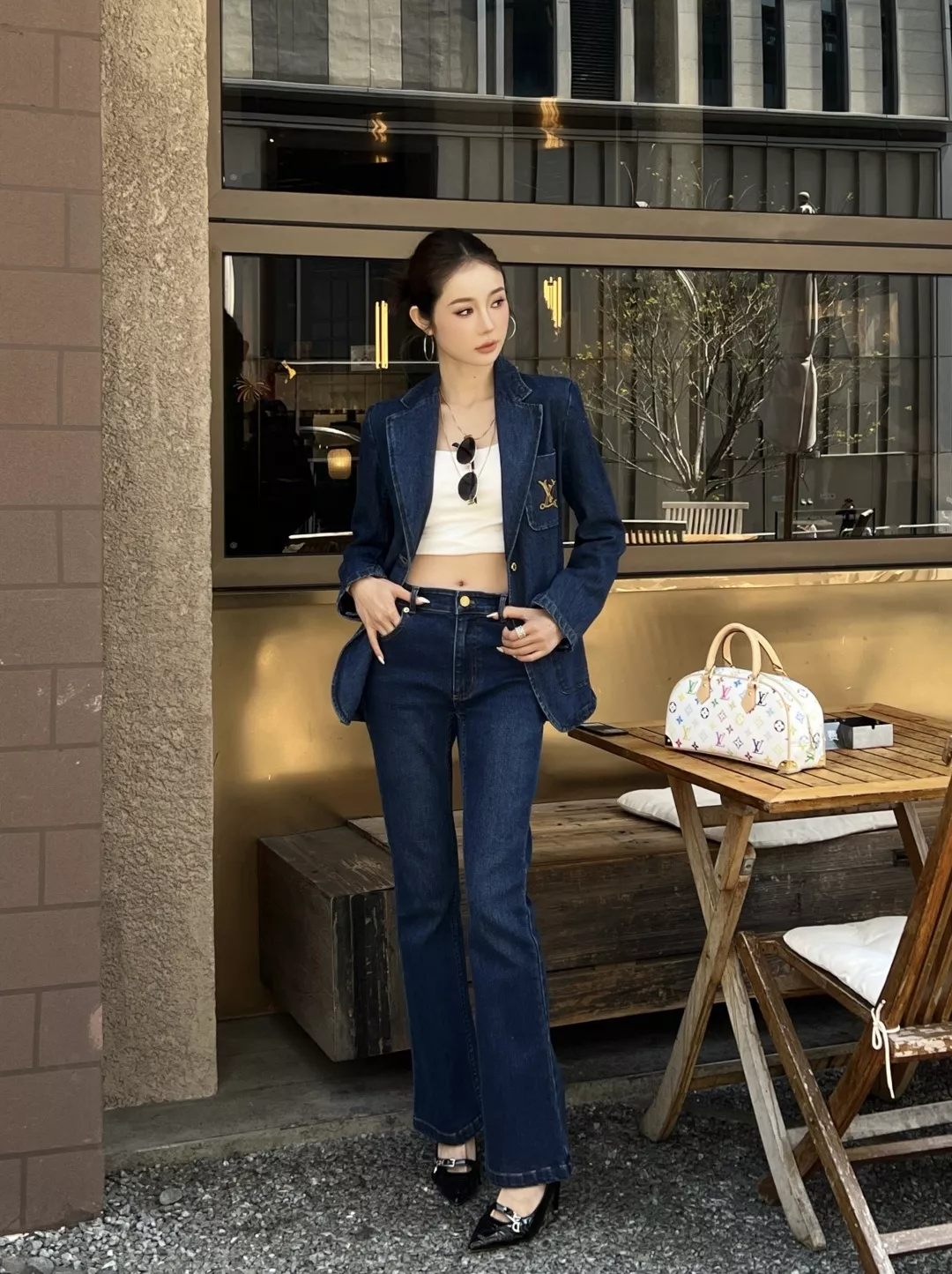 루이비통 복고 딥블루 워싱 부츠컷 데님 팬츠 상세 이미지 19